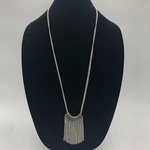 Silver Plated Metal Tassel Pendant Necklace